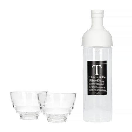 Hario Filter-In Bottle Pale Grey + Yunomi Tea Glass Set - TSUJIRI Canada